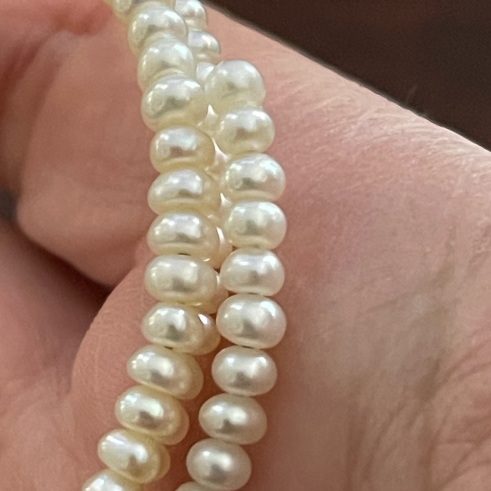 Cultured white freshwater pearl bracelet bangle - Picture 6 of 6